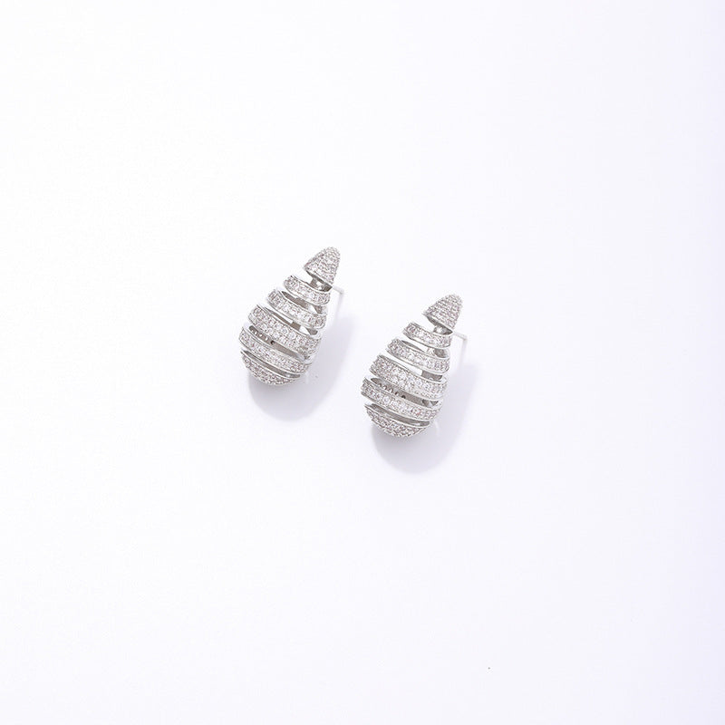 Wholesale Water Drop Crescent Thread Copper Gold Plated Earrings